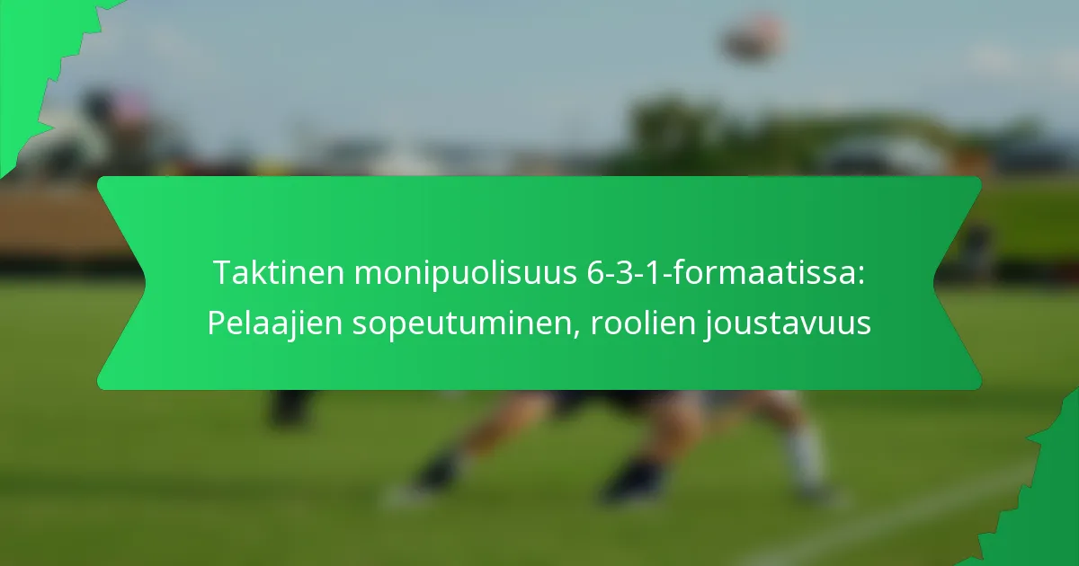 Taktinen monipuolisuus 6-3-1-formaatissa: Pelaajien sopeutuminen, roolien joustavuus